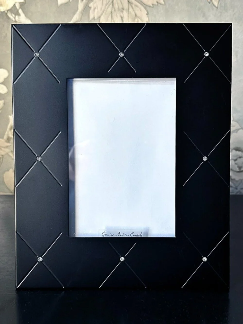 Black Metal 5x7 Picture Frame Genuine Austrian Crystals Sheffield Home NWOT